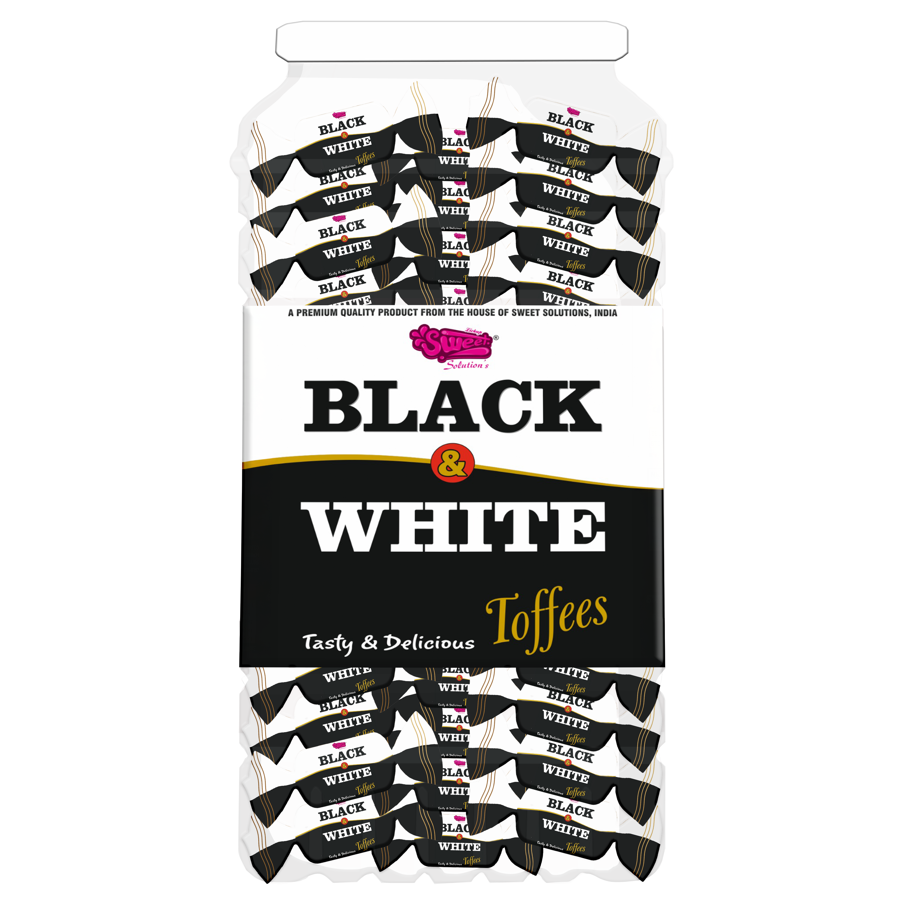 Black and white toffee jar